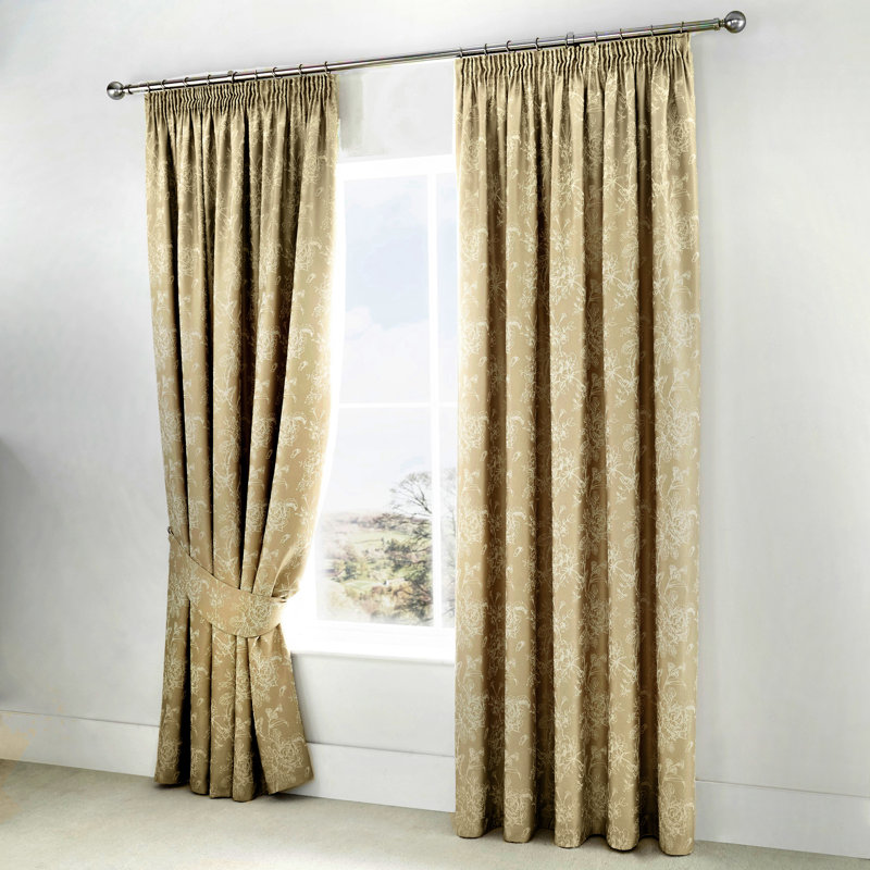 Khaleesi Cotton Blend Room Darkening Curtain Pair, Champagne, Width 168 x Drop 229 cm