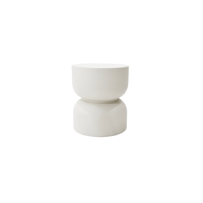 Chronos 18" Round Concrete Side Table, Cream White