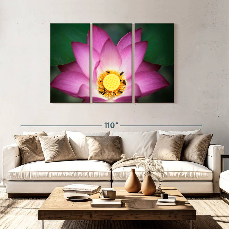 Harnek Bees On Lotus, 48" H x 74" W