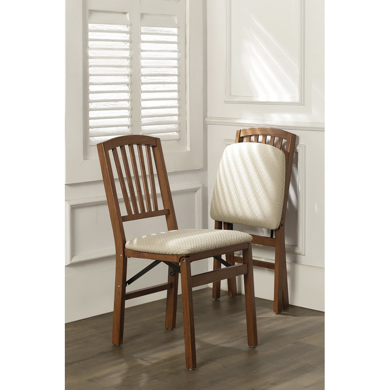 Stakmore Mission Fusion Folding Chair, Cherry Frame with Blush Fabric, Cherry