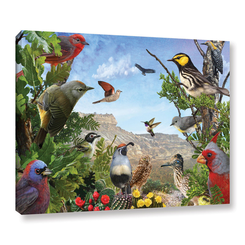 « texas oiseaux », impression sur toile tendue, H 14 po x l 18 po x P 2 po