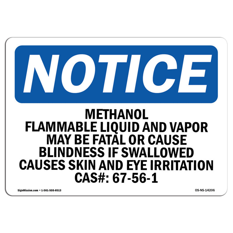 Enseigne de méthanol liquide et vapeur en aluminium 12 x 18