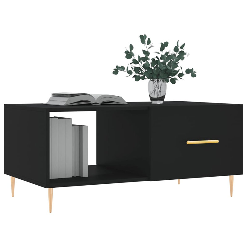 Harleysville Four Leg Coffee Table with Storage, Black