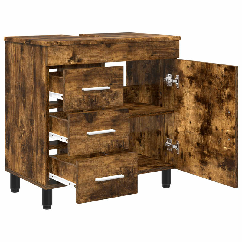 60cm Bathroom Vanity Base Only, Smoked Oak