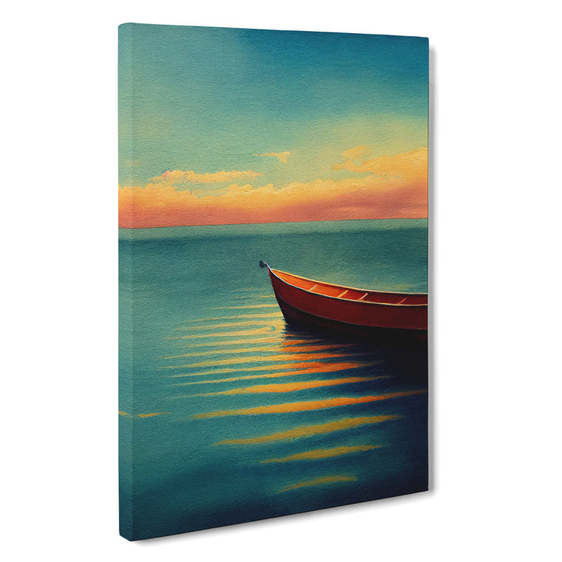 Boat By The Sunrise - Wrapped Canvas, 76cm H x 50cm W x 3cm D