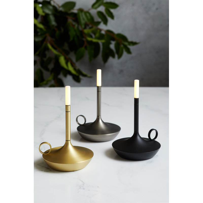 Candle-Inspired Portable Rechargeable Lamp - Wick, Graphite, 6.5" H x 4.7" W x 4.7" D