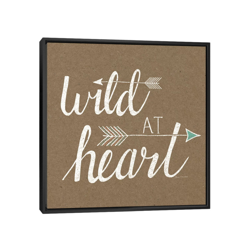 Wild At Heart On Sandstone, art textuel sur toile tendue, L 18 po x H 18 po x P 1,5 po, Toile encadrée noire, Pas de tapis