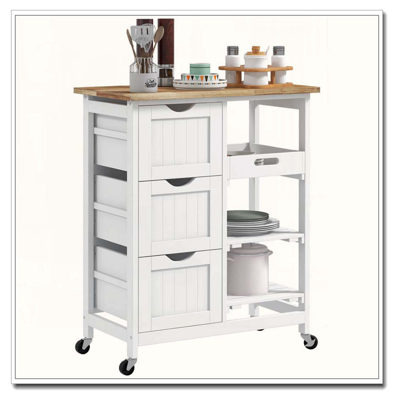 Chariot roulant pour îlot de cuisine avec plateau étal de boucher
