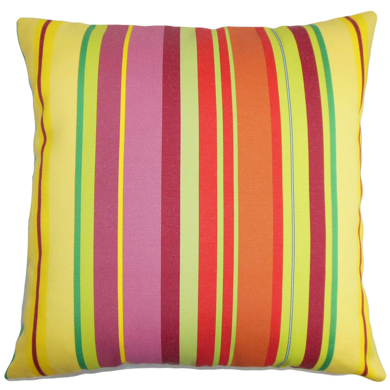 Housse de coussin en coton à rayures laird, Rayon de soleil, 24 po x 24 po