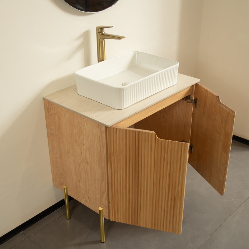Meuble-lavabo simple avec plateau en pierre frittée