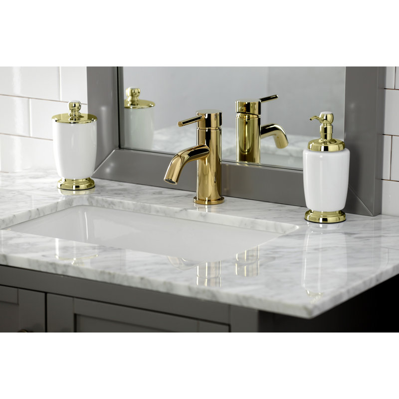 Kingston Brass Concord Single-Handle 1-Hole Deck Mount Bathroom Faucet with Push Pop-Up, Polished Brass