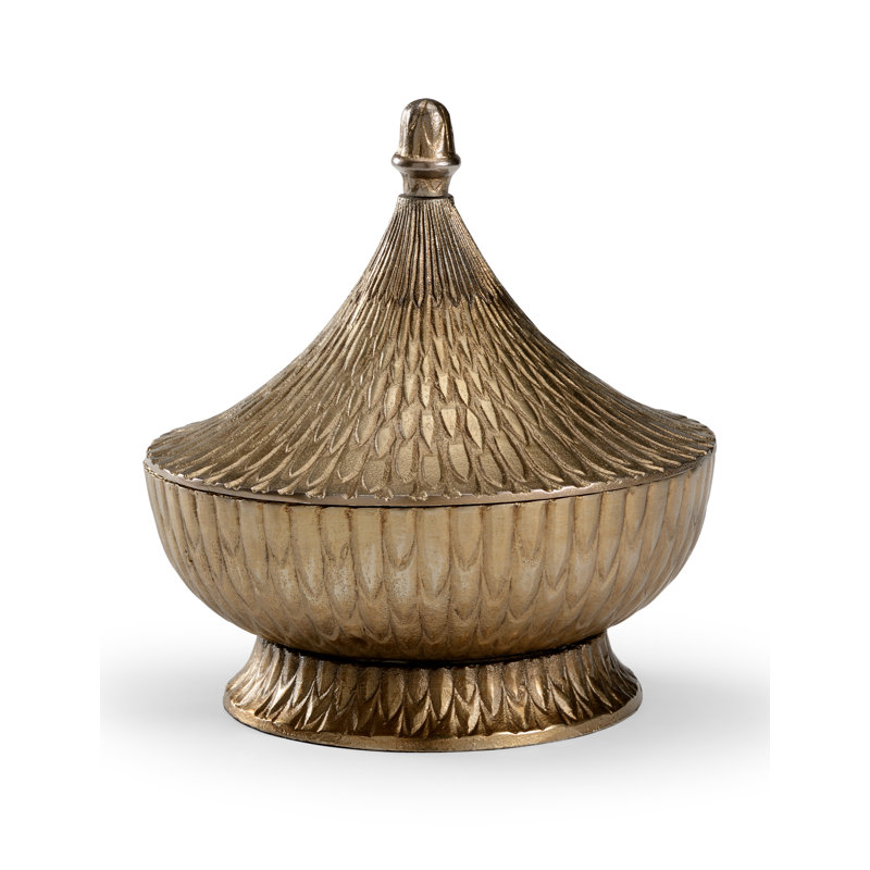 Vase de table en métal doré, H 10,5 po x l 10 po x P 10 po