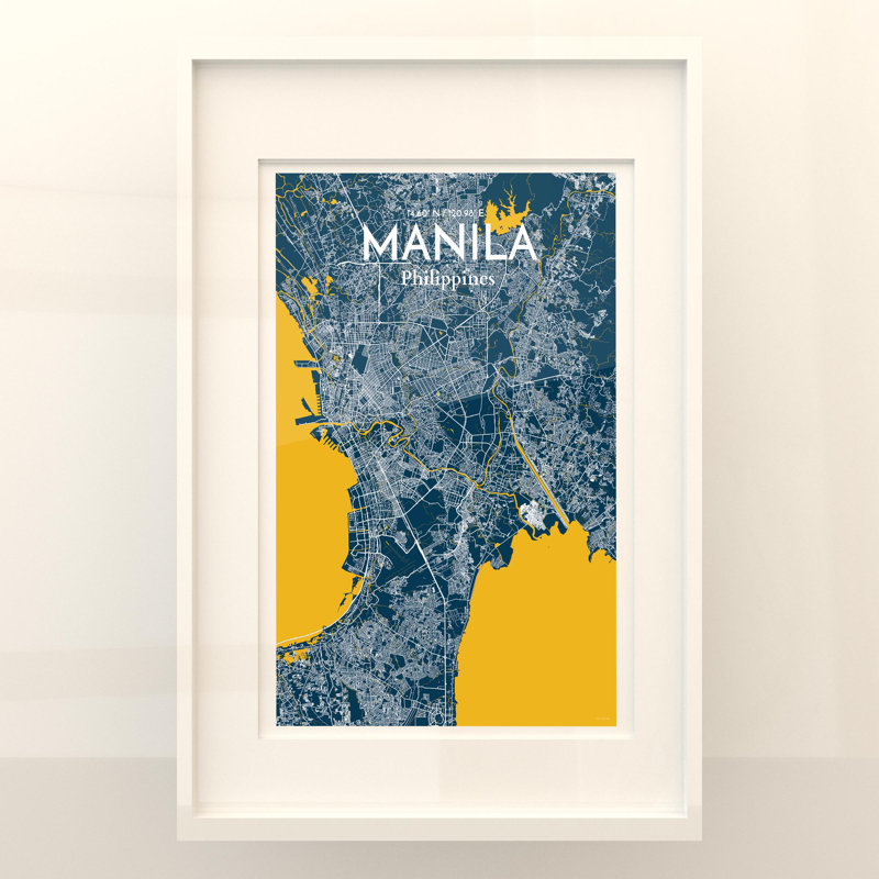 Manila City Map in Amuse 1 Piece Wall Art, 36cm H x 24cm W x 0.05cm D