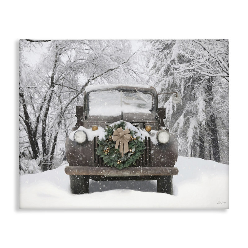 Camion à couronne en toile de neige, design par Lori Deiter, H 16 po x l 20 po