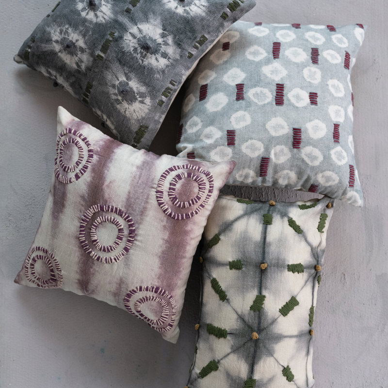 Tie Dye Textiles Embroidered Pillow Cover