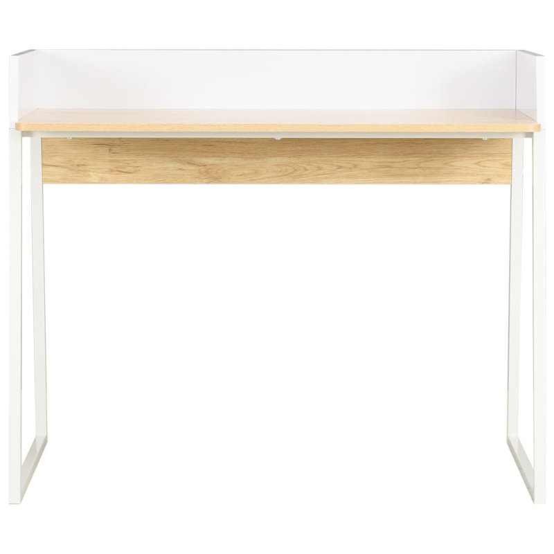 Abie Iron Writing Desk, White, Oak