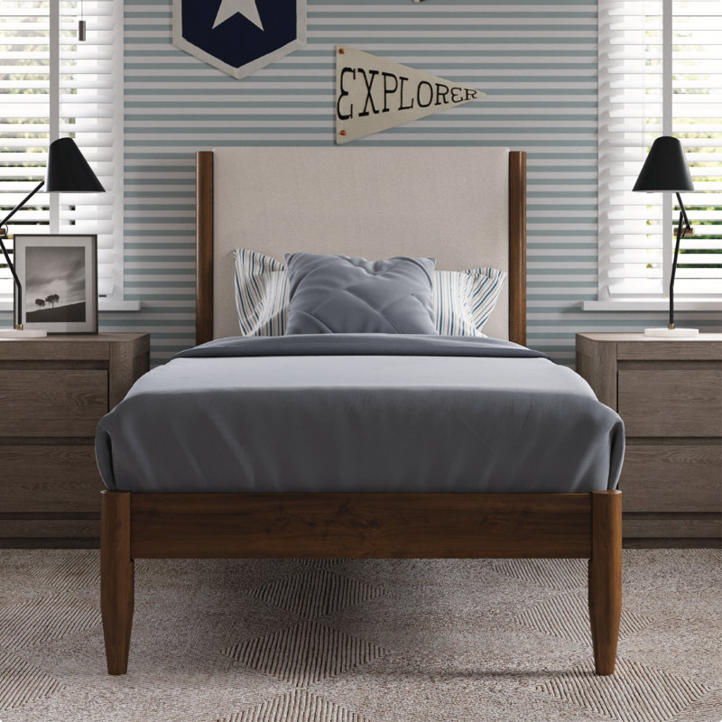 Base de lit tapissier Besan, Crème Boucle, Twin