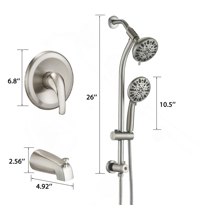 Douche combinée sans outil à 7 jets nickel brossé 1,8 gallons par minute