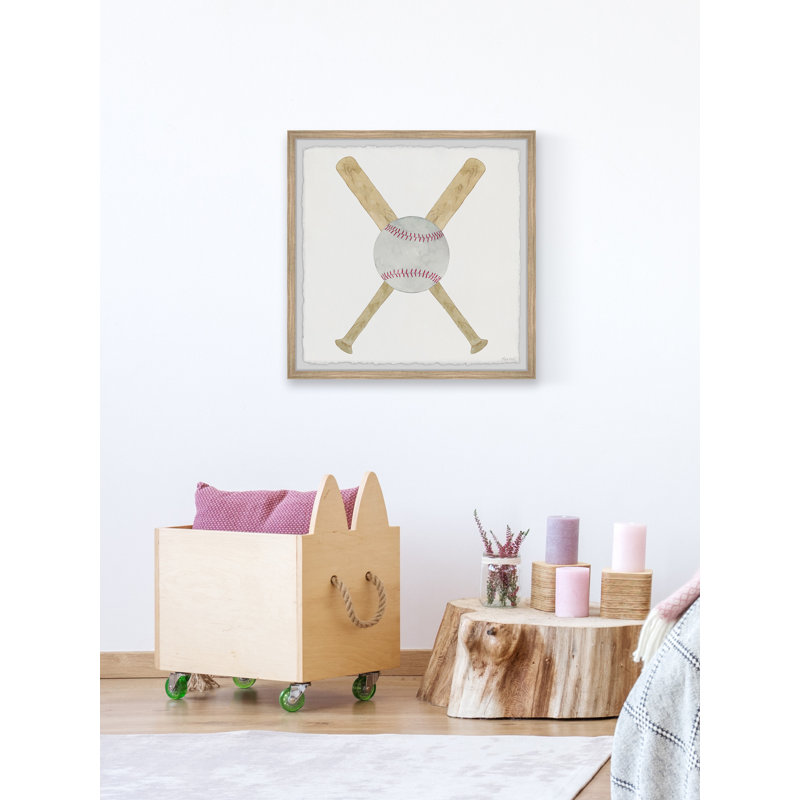 «Minda Bats and Baseball», art encadré, H 12 po x l 12 po x P 1,5 po