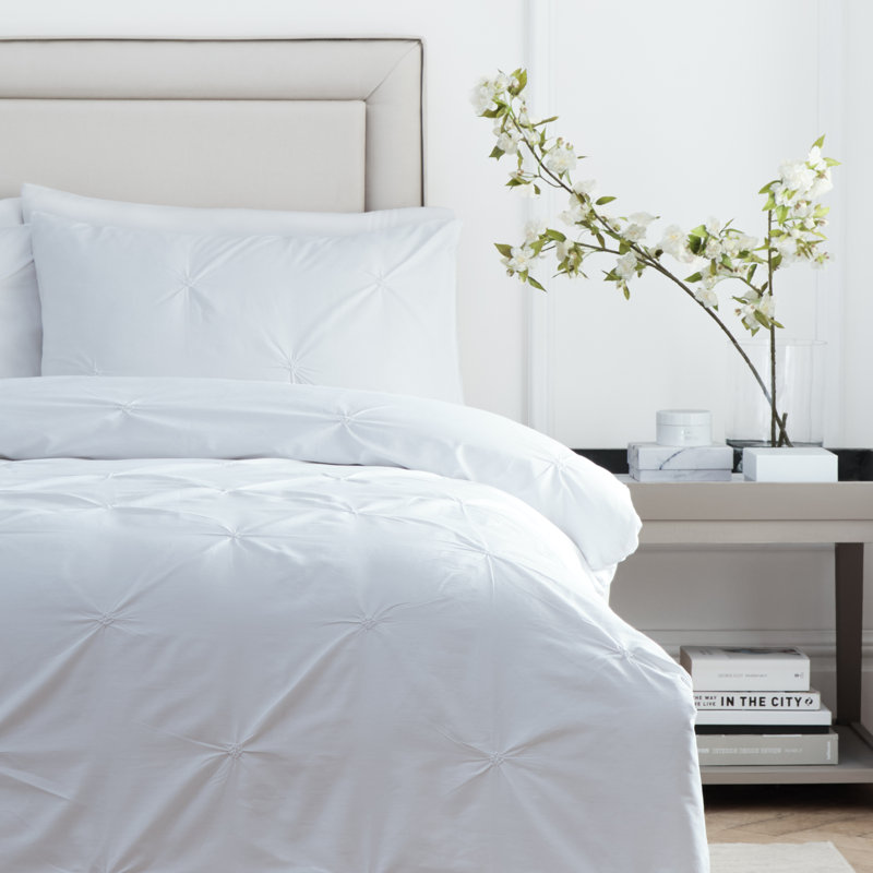 Elysia Cotton Duvet Cover Set Set, Double Duvet Cover + 2 Standard Pillowcases, White