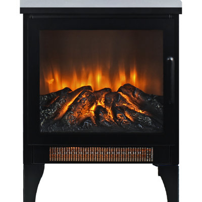 15 Inch Freestanding Fireplace Stove, 3D Flame Effect, 1400W/700W Heat, 5000 /H, , 400 Sq. Ft. 50000 Hrs Led, Removable Foot, Black Electric Flame, Heat Options, Safe, Hours Finish