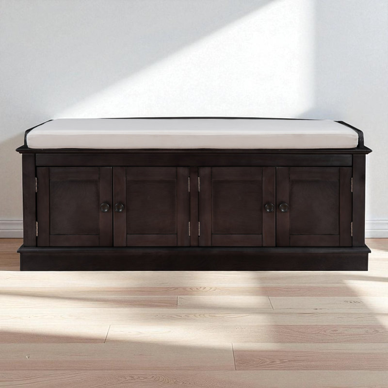 Upholstered Storage Bench, Espresso