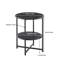 Petite petite table d'appoint ronde, table de bout de ferme à 2 niveaux, tables d'appoint pour petits espaces, tables de chevet pour le salon, tables basses avec tablette de rangement, noir
