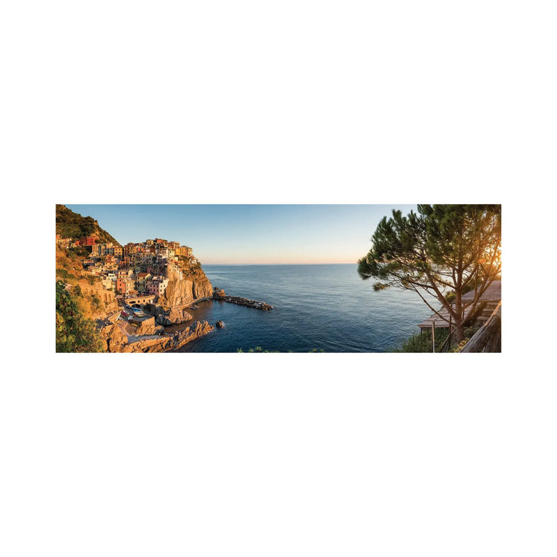 Panoramic View Of Manarola, Cinque Terre Coast, Italy by Jan Becke - Wrapped Canvas Panoramic Print