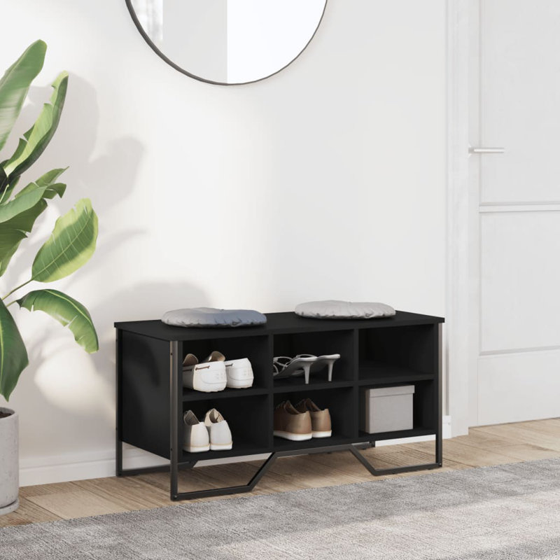 6 Pair Shoe Storage Cabinet, Black