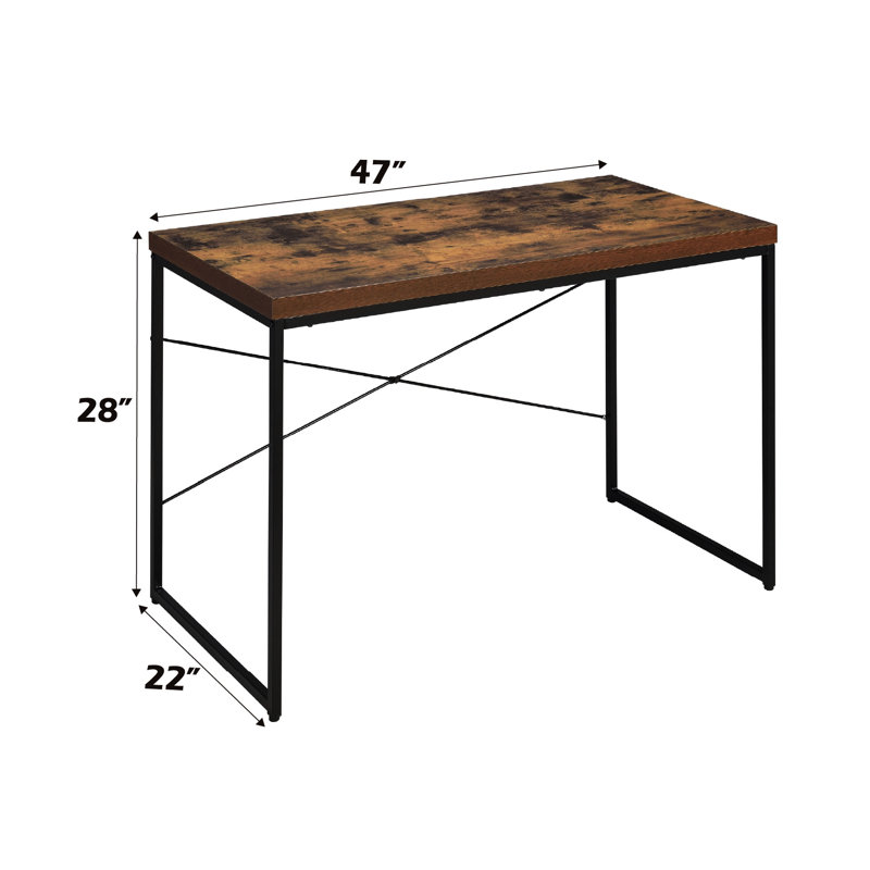 Table d'écriture en chêne patiné avec pattes noires
