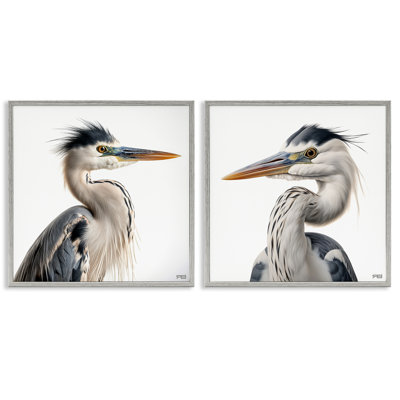 Young Heron Birds 2 PC Giclee Art Set by Roozbeh Bahramali