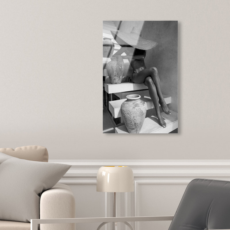 Andrea I Gray Canvas Fashion Print by Oliver Gal, 15"H x 10"W, High-Gloss Acrylic Print