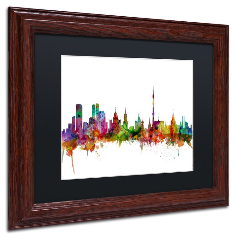 11" H x 14" W x 0.5" D " Moscow Russia Skyline " by Michael Tompsett Print on