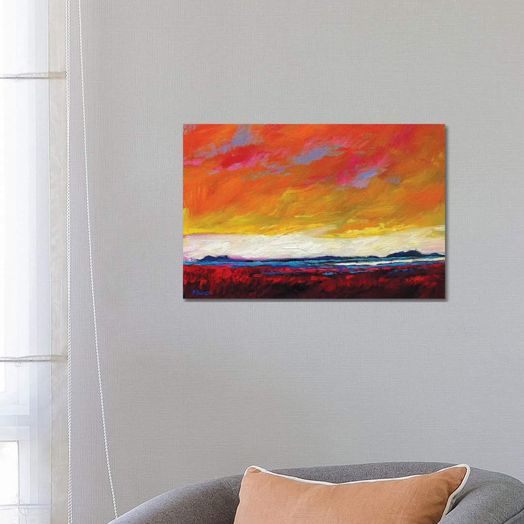 Firey Sky Over New Mexico Desert by Patty Baker - Wrapped Canvas Painting