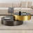 35.4" Coffee Table with Dual-Tier Rotating Top, Smoked Glass and Two-Tone Metal（Modern Round ）