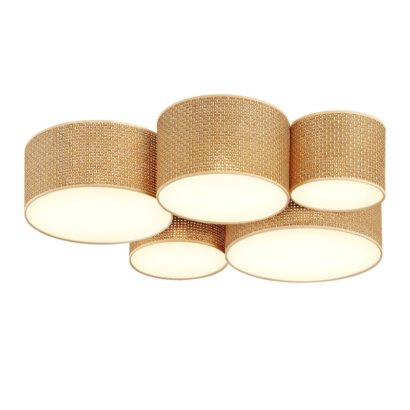 5-Light Hand Woven Drum Flush Mount