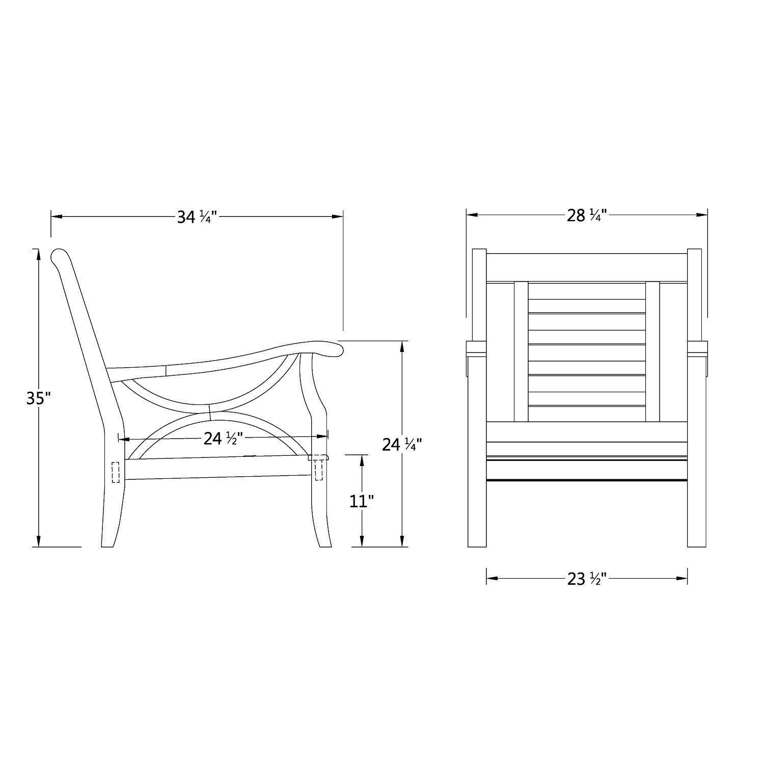 Brunswick Teak Patio Lounge Chair, Natural, Gray Performance Olefin