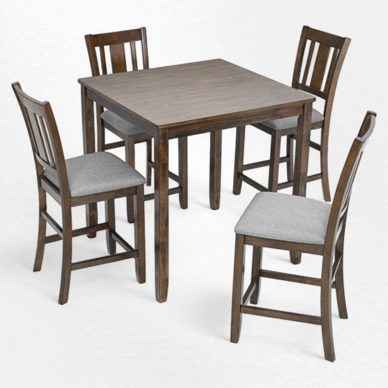 Ensemble repas à hauteur de comptoir pour 4 personnes, Noyer