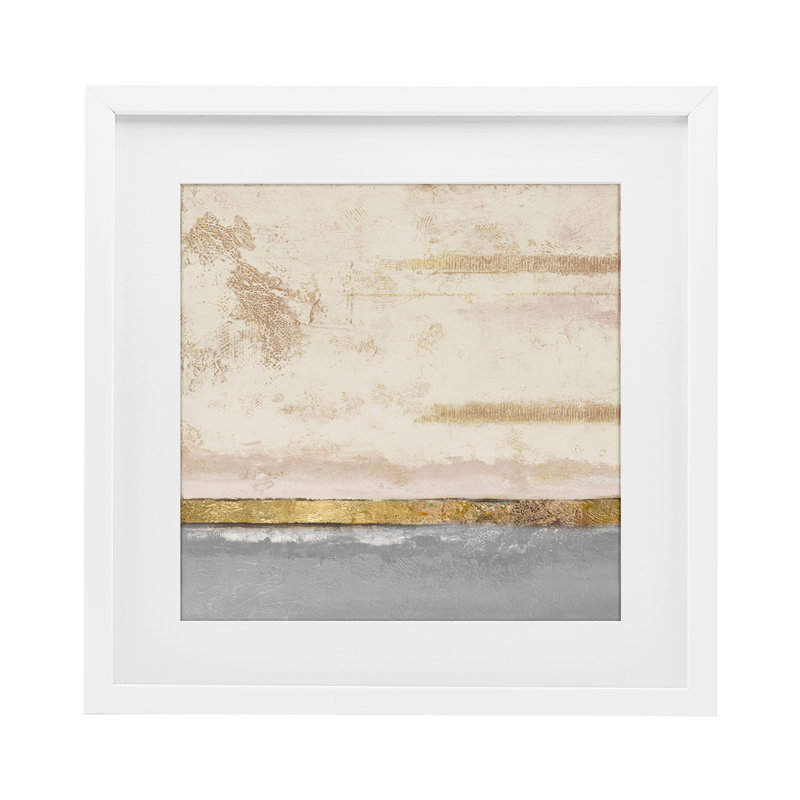 «Soft Sea», reproduction abstraite encadrée sous verre, design par Patricia Pinto, Cadre blanc côtier, H 13 po x l 13 po