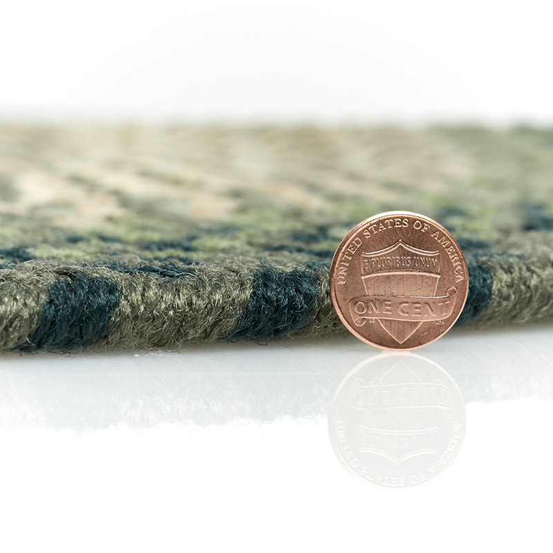 Tapis intérieur / extérieur vert tressé à la main Enos, Ovale 4 pi x 6 pi