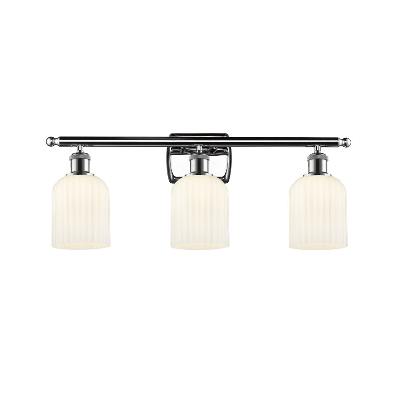Abat-jour de meuble-lavabo 3 lumières 25 po Brion Addeline, Chrome poli, Blanc brillant