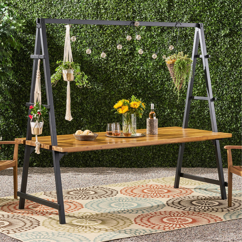 Table en bois avec support à plantes - 88,5 po L x P 39,5 po, H 80 po, élément métallique 88,5 po, 39,5 po, 80 po +