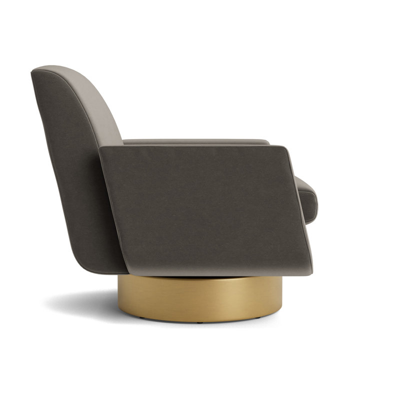 Supernova Full Swivel Chair, Performance Velvet - Graphite, Brushed Brass