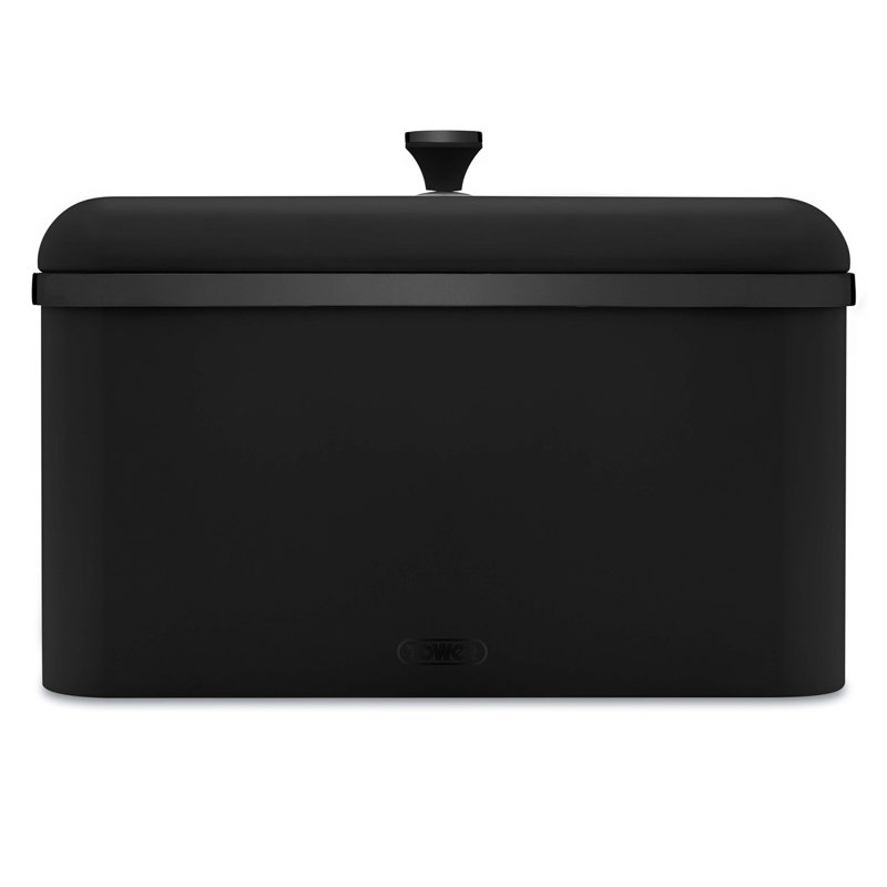 Tower Sera Bread Bin with Removable Lid, Carbon Steel Body, with Smoked Black Trim, Black