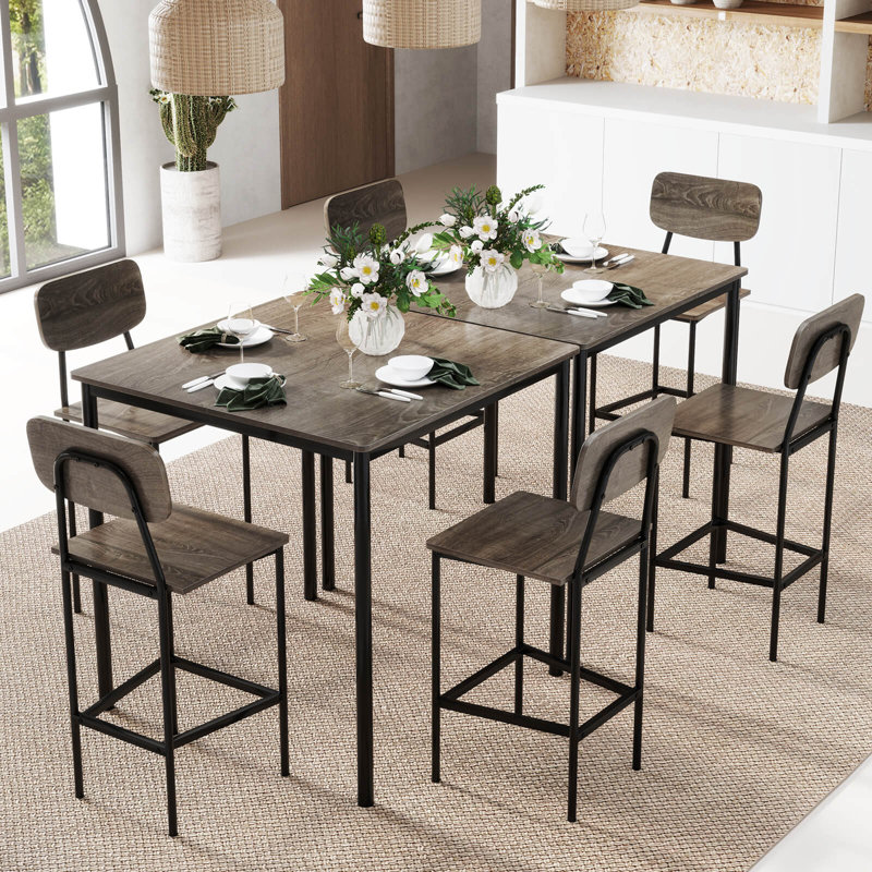 Lotte Square Patio Dining Set, Gray, Gray