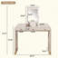 Bureau de coiffeuse classique en bois avec miroir rabattable, coiffeuse 3 en 1 avec 2 tiroirs et espace de rangement pour la chambre à coucher-229754552