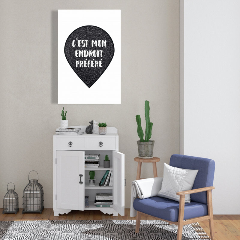 «It's my favorite spot» - Typo et symboles femme, toile décorative