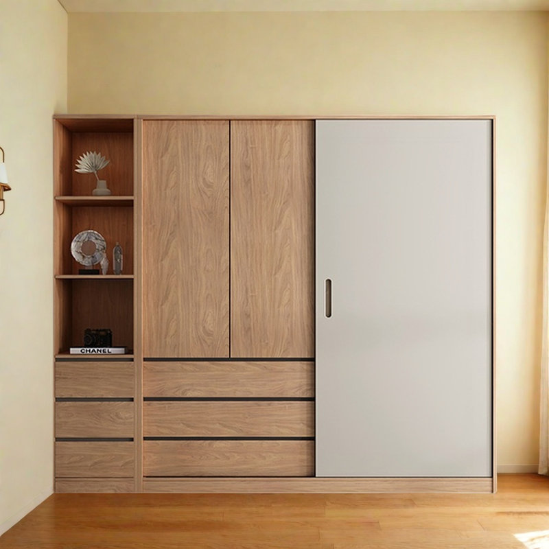 Simple Walnut Color Closet, 83" H x 79" W x 24" D