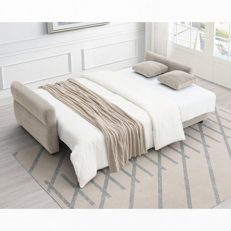 Haran Fabric Pull-Out Sleeper With Storage