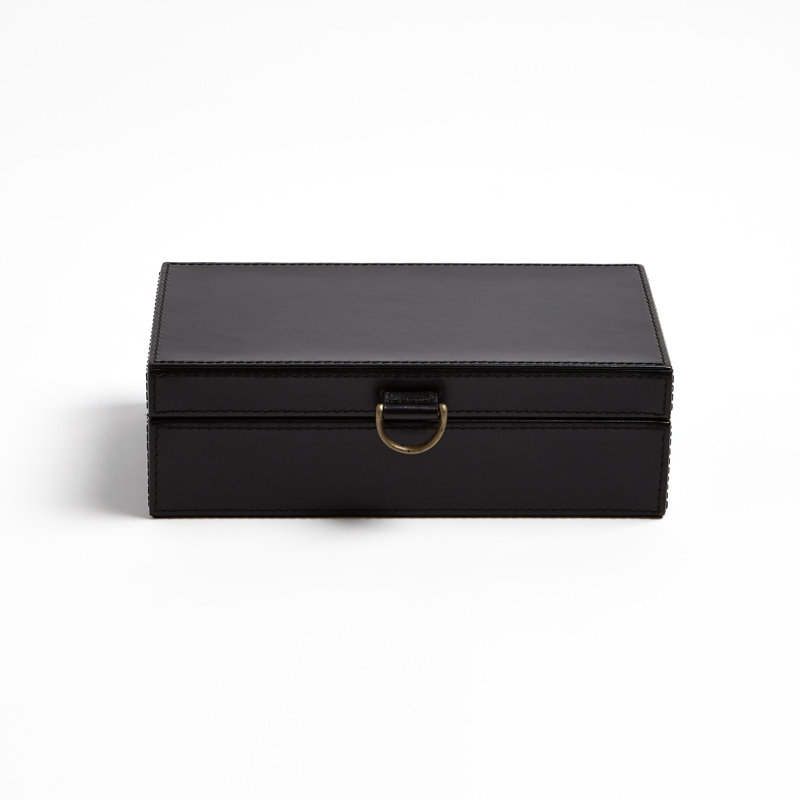 Boîte à bagues en cuir marbré, H 3,25 po x l 5,75 po x P 10 po, Noir
